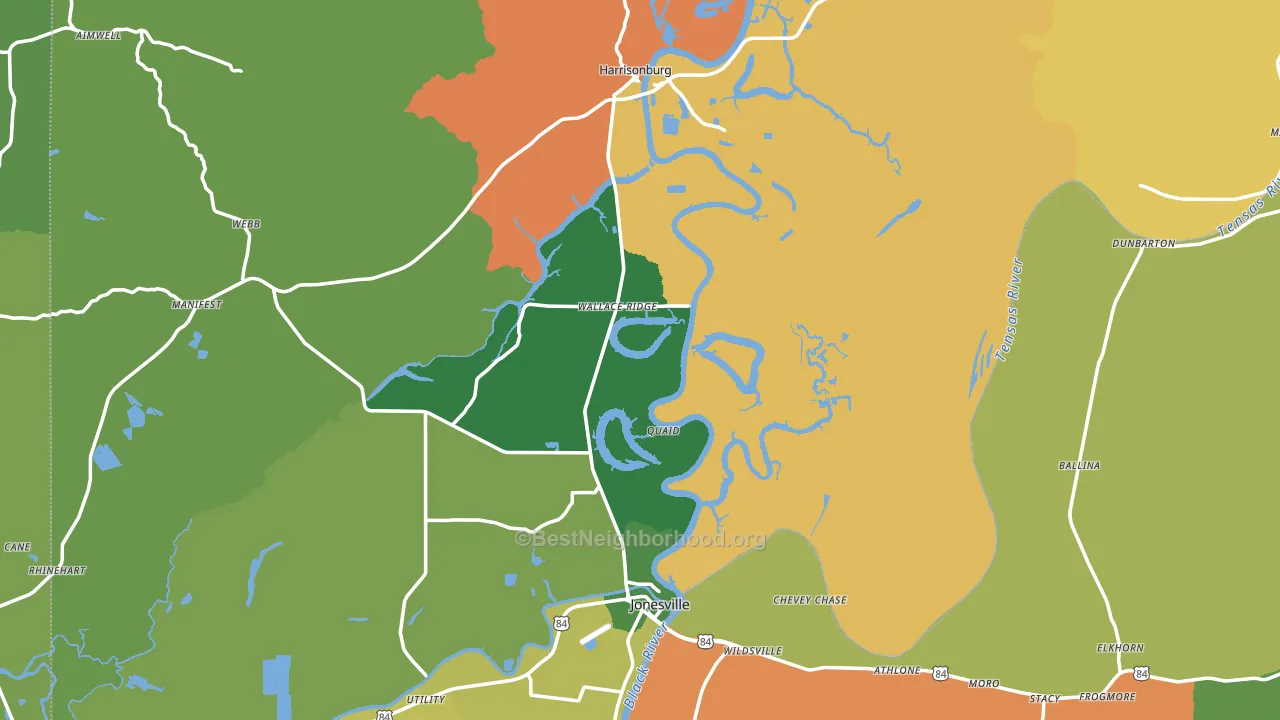 Catahoula Parish, LA block-group voter-turnout map