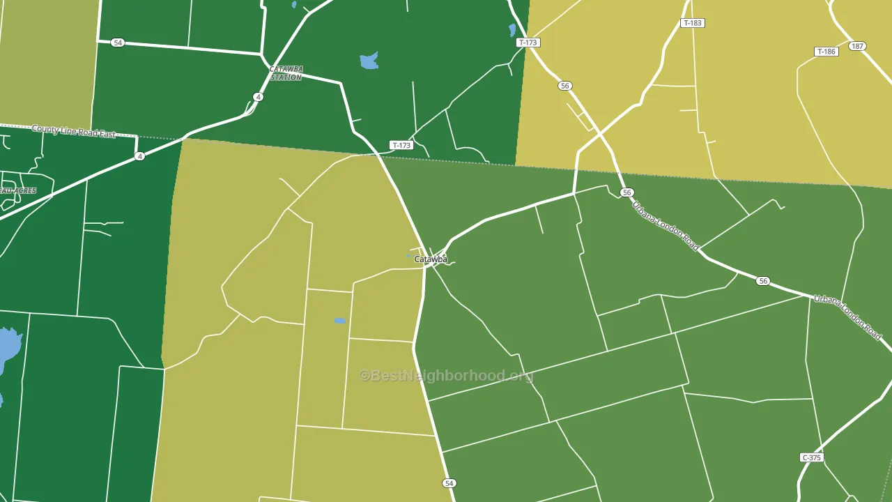 Catawba, OH block-group voter-turnout map