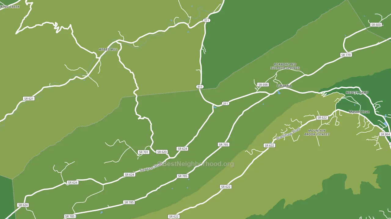 Catawba, VA block-group voter-turnout map