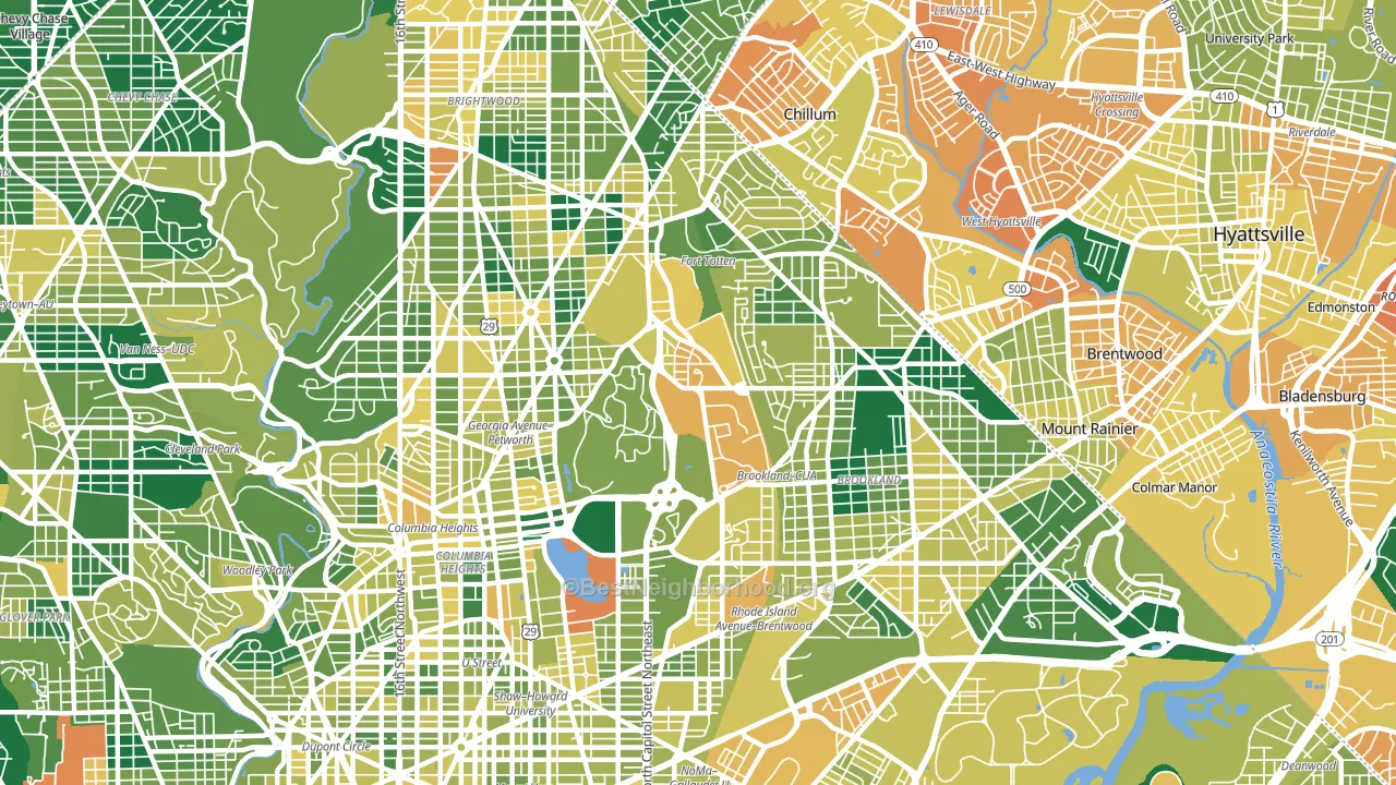 Catholic University-Brookland, Washington, DC block-group voter-turnout map