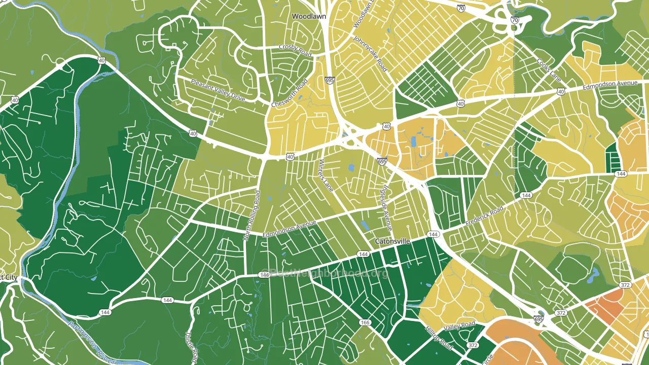 Catonsville Heights, Catonsville, MD block-group voter-turnout map