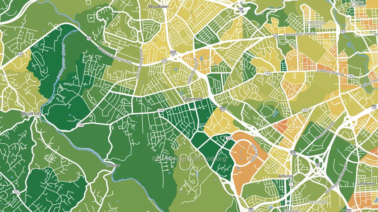 Catonsville, MD block-group voter-turnout map