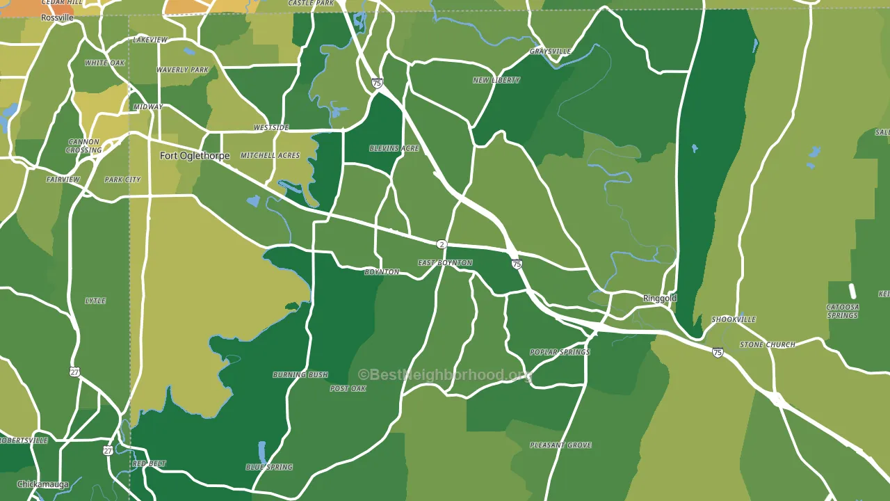Catoosa County, GA block-group voter-turnout map