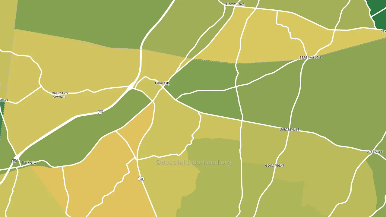 Cave City, KY block-group voter-turnout map