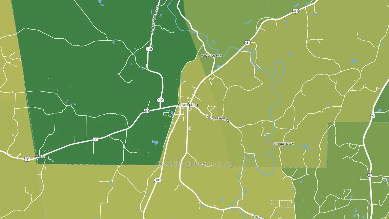 Cave Spring, GA block-group voter-turnout map