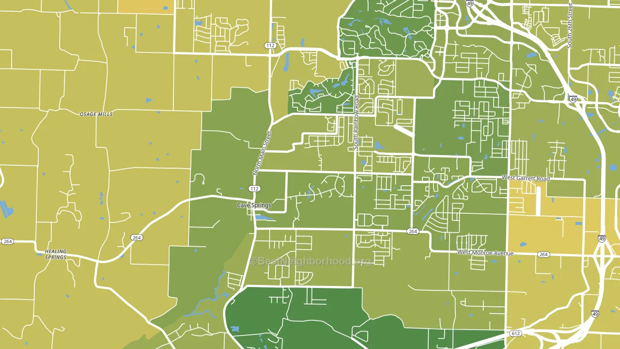 Cave Springs, AR block-group voter-turnout map