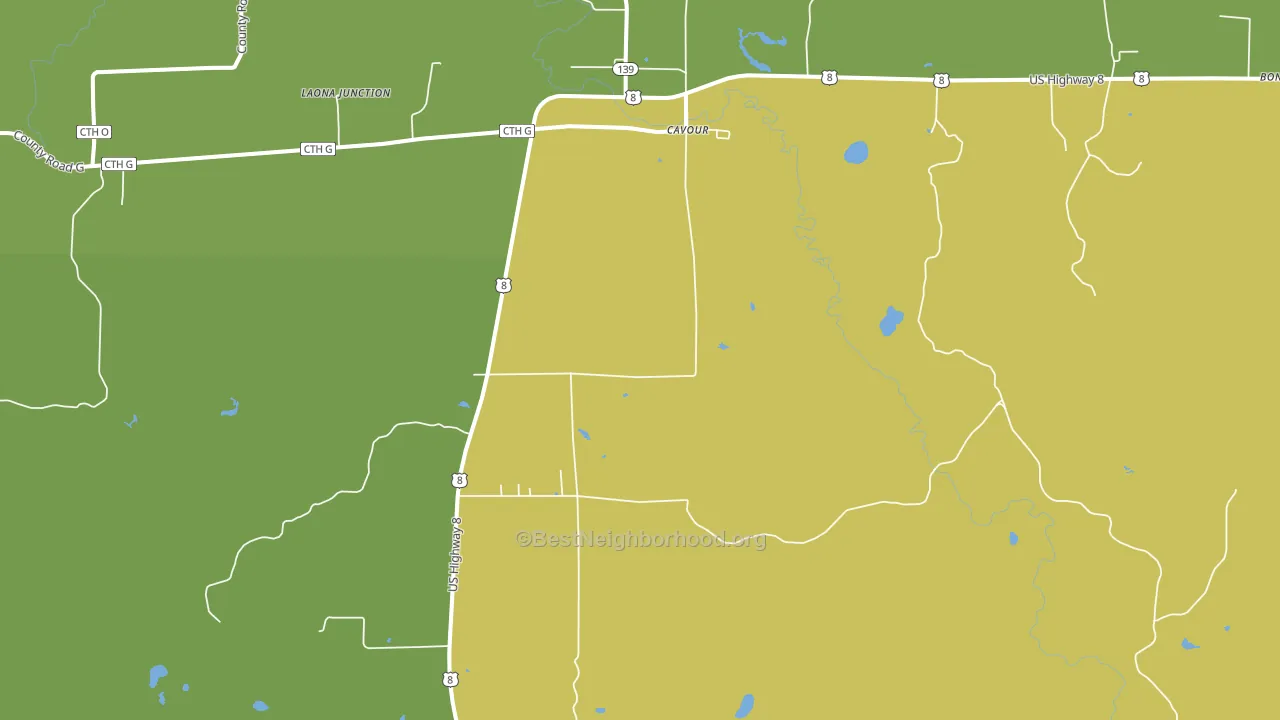 Cavour, WI block-group voter-turnout map