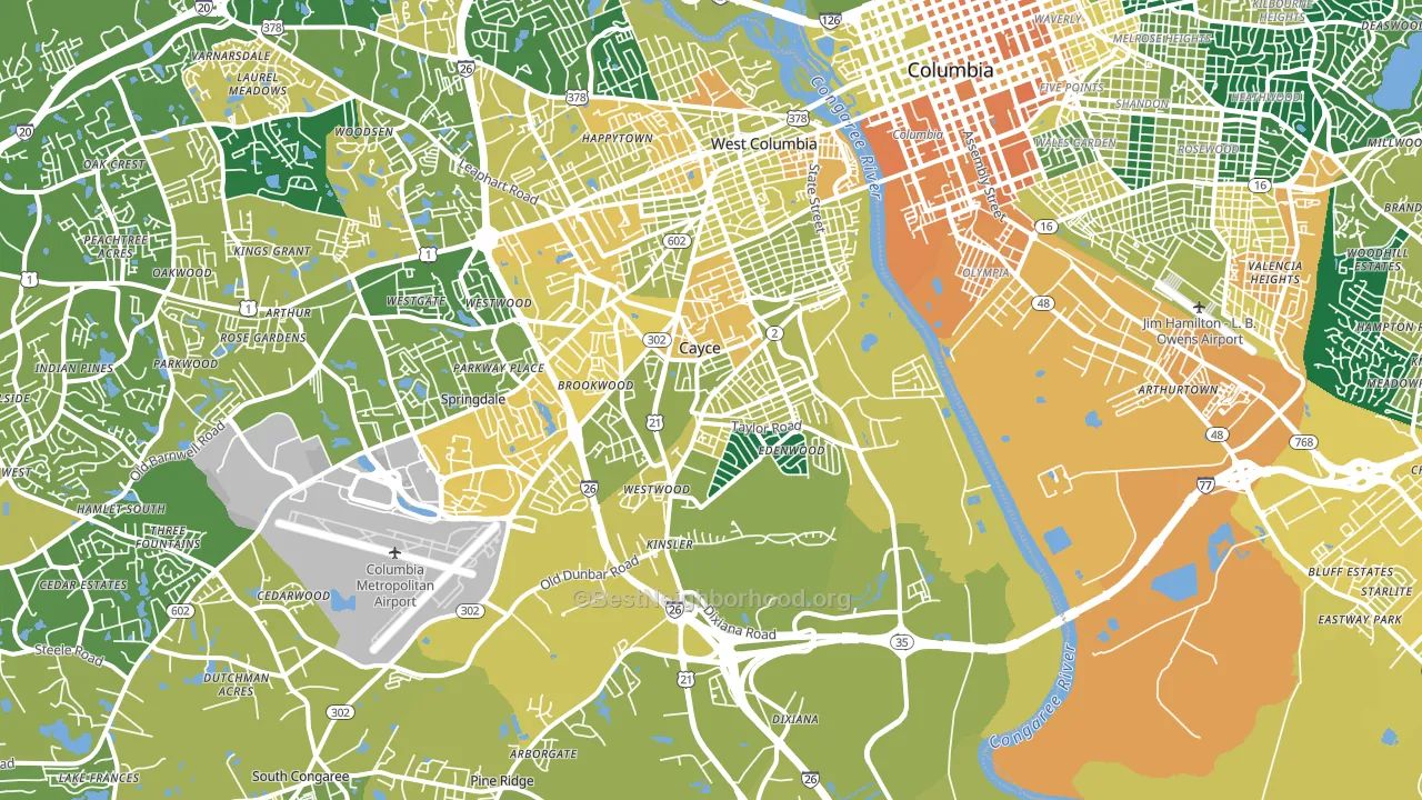 Cayce, SC block-group voter-turnout map