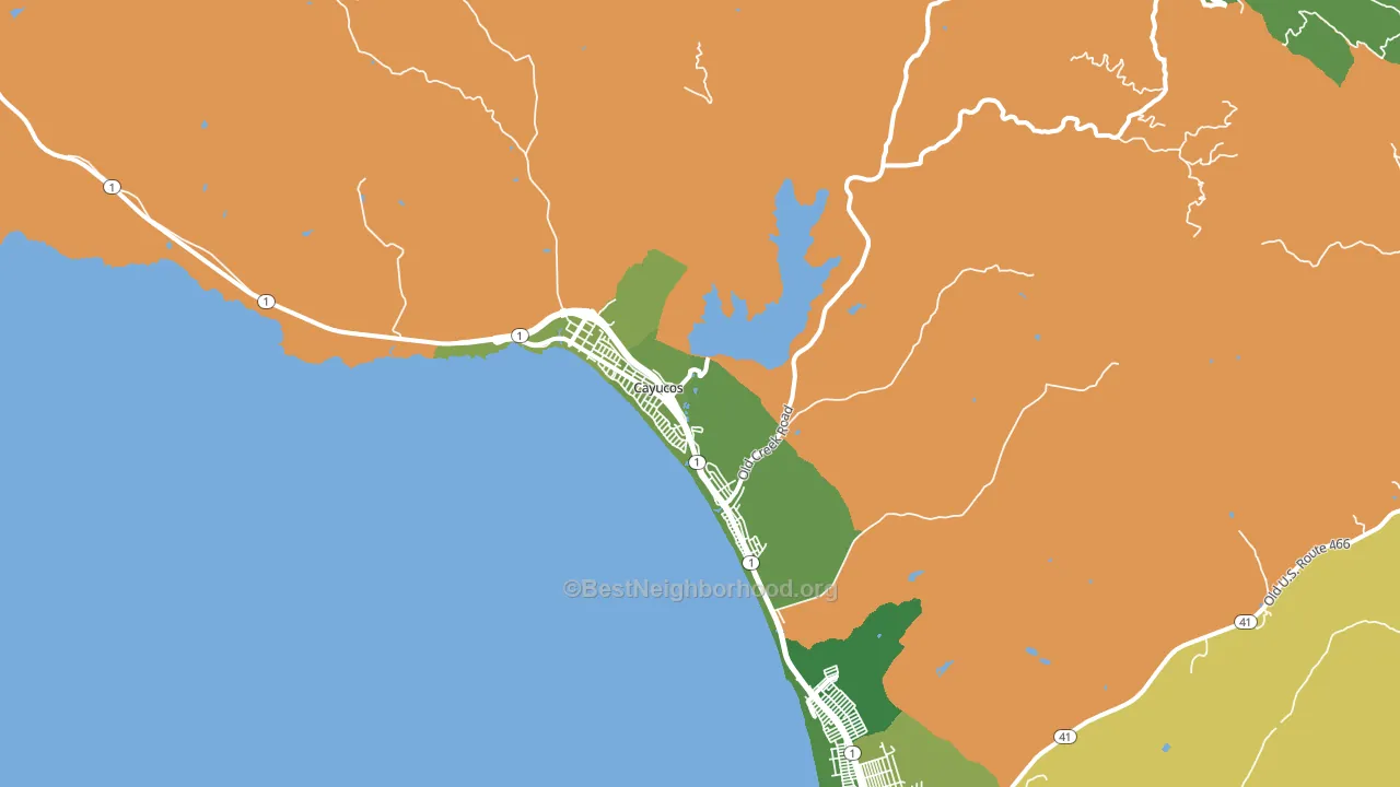 Cayucos, CA block-group voter-turnout map