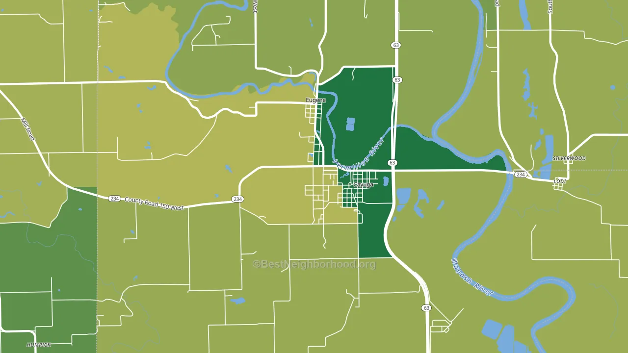 Cayuga, IN block-group voter-turnout map