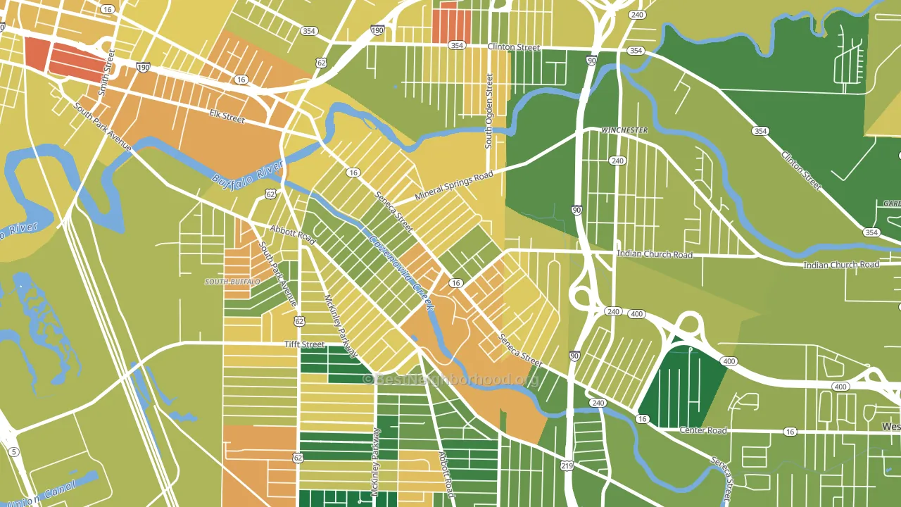 Cazenovia Park, Buffalo, NY block-group voter-turnout map
