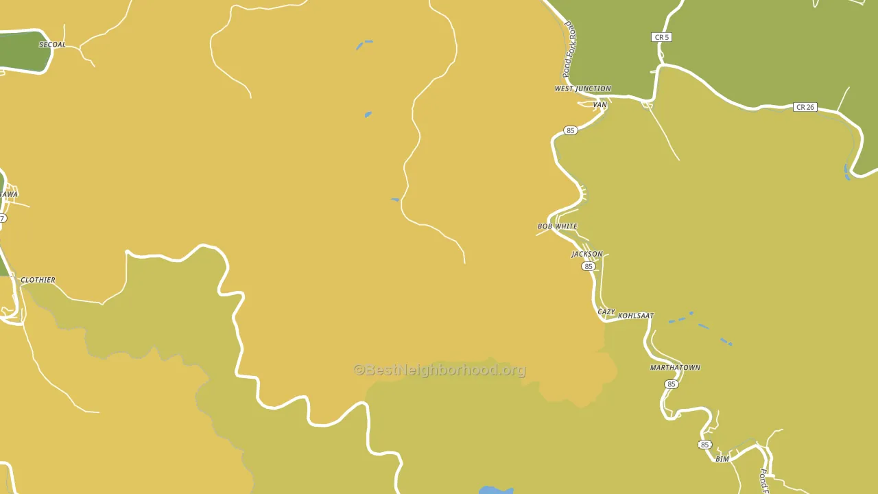 Cazy, WV block-group voter-turnout map