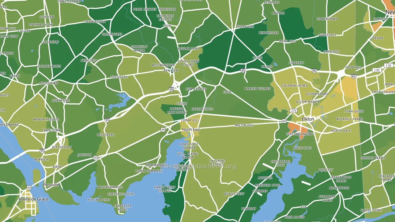 Cecil County, MD block-group voter-turnout map