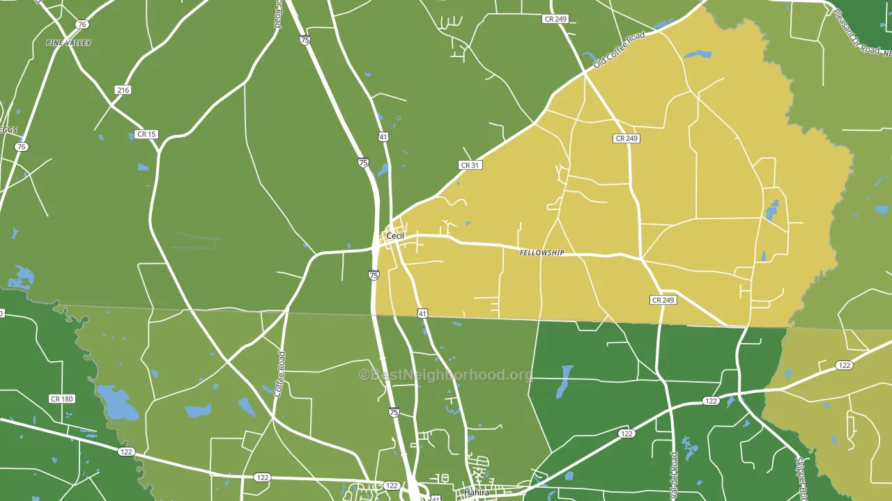 Cecil, GA block-group voter-turnout map