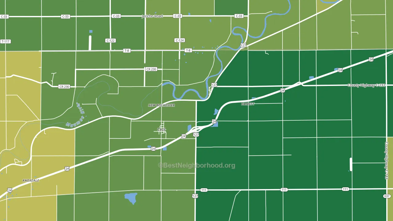 Cecil, OH block-group voter-turnout map