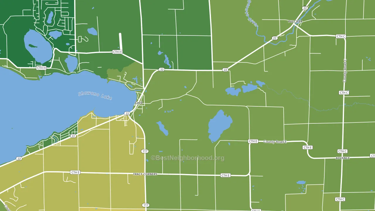 Cecil, WI block-group voter-turnout map