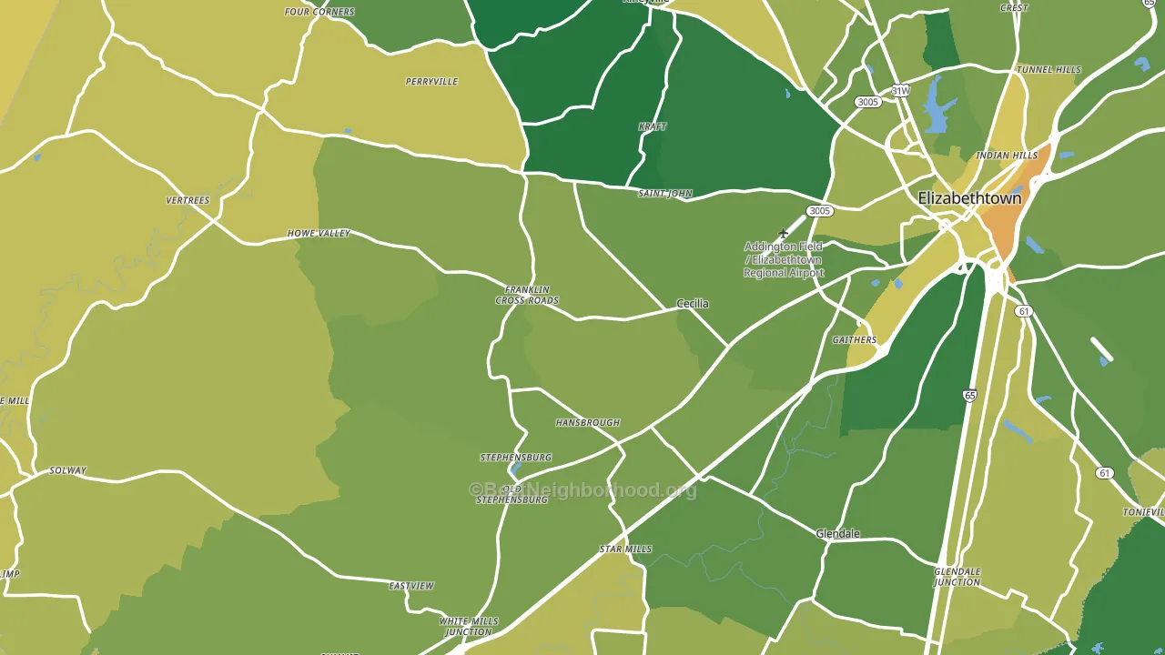 Cecilia, KY block-group voter-turnout map