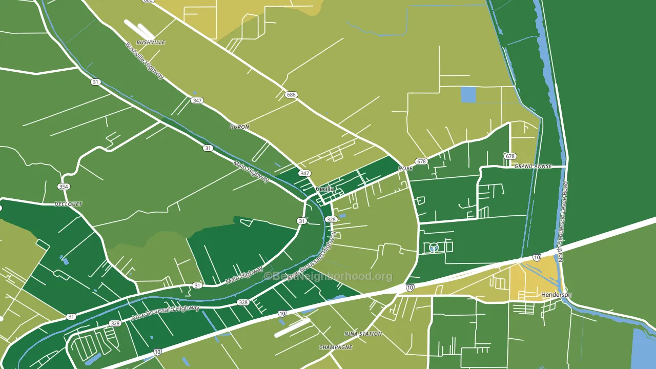 Cecilia, LA block-group voter-turnout map