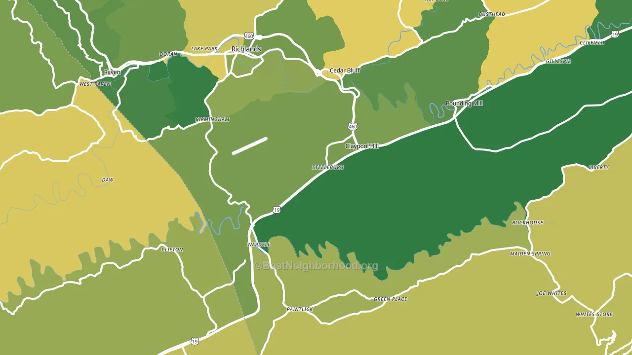Cedar Bluff, VA block-group voter-turnout map