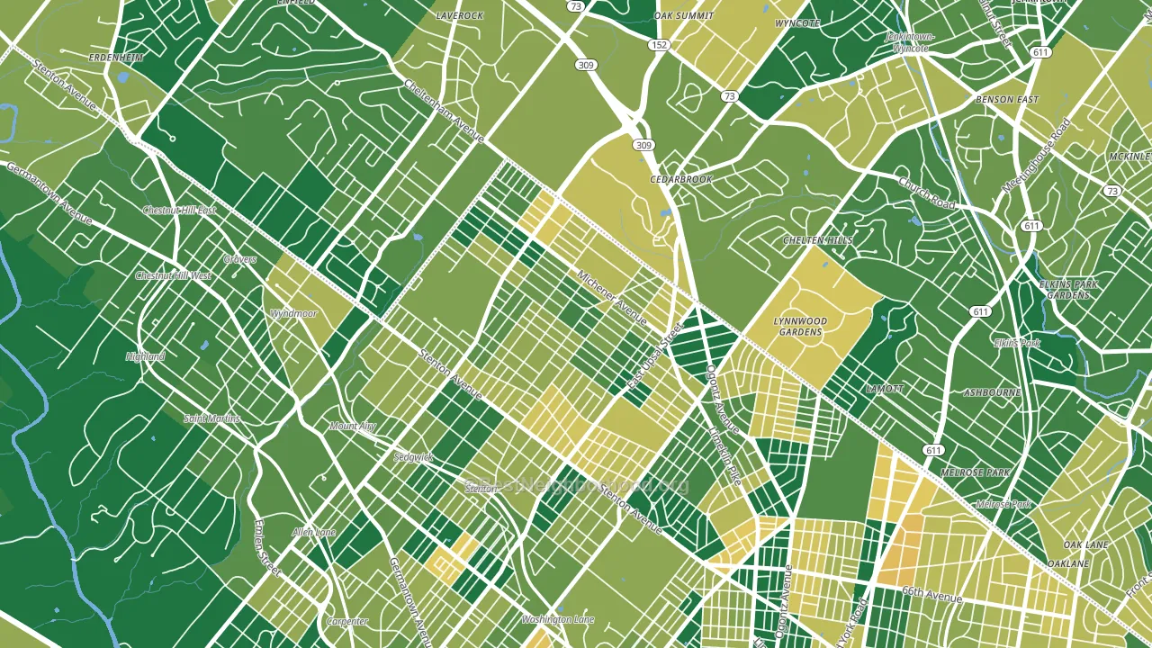 Cedar Brook, Philadelphia, PA block-group voter-turnout map