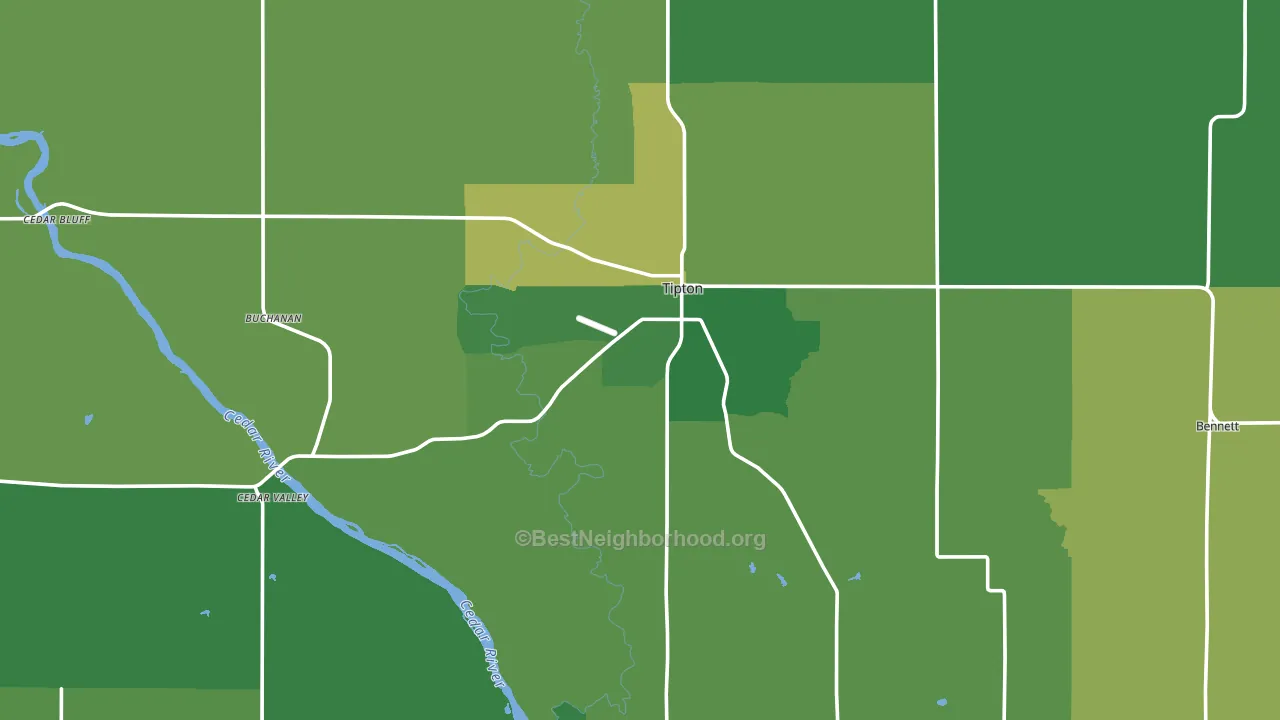 Cedar County, IA block-group voter-turnout map
