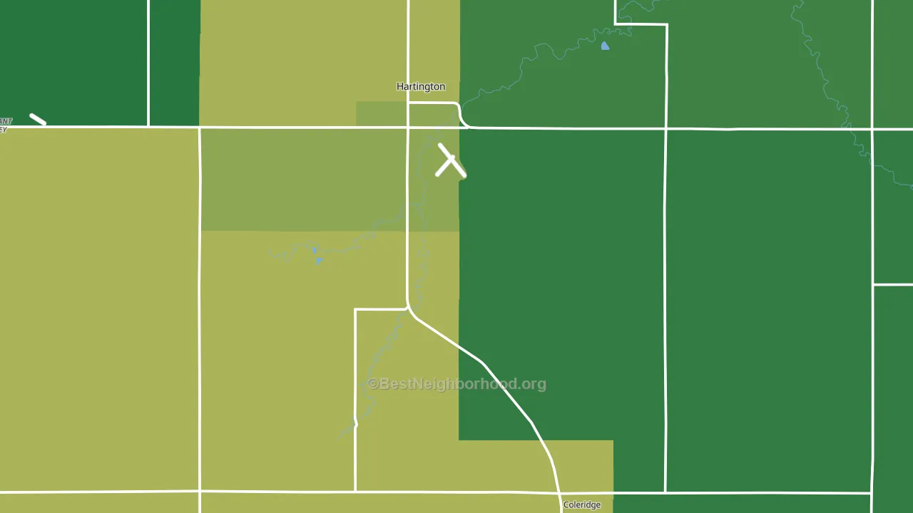 Cedar County, NE block-group voter-turnout map