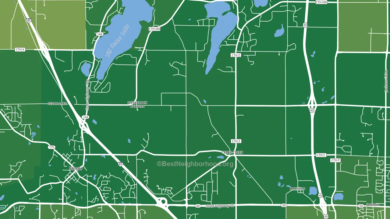 Cedar Creek, WI block-group voter-turnout map