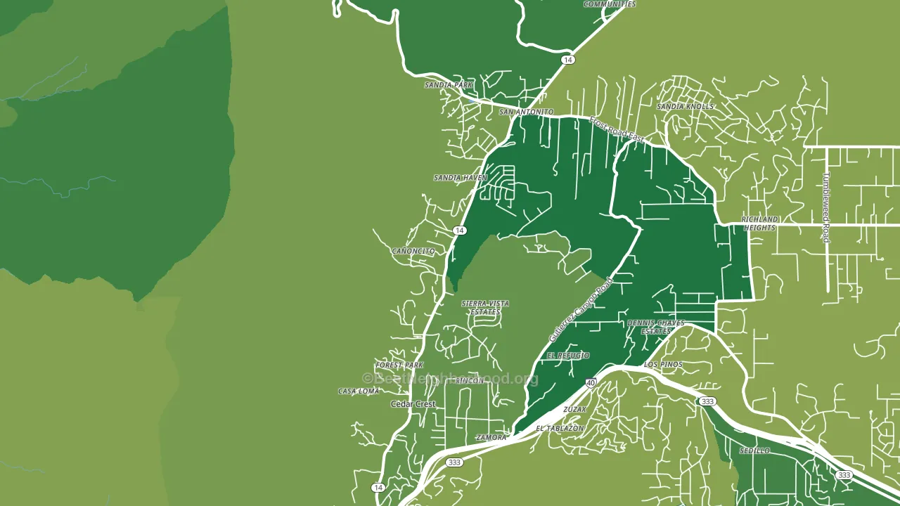Cedar Crest, NM block-group voter-turnout map