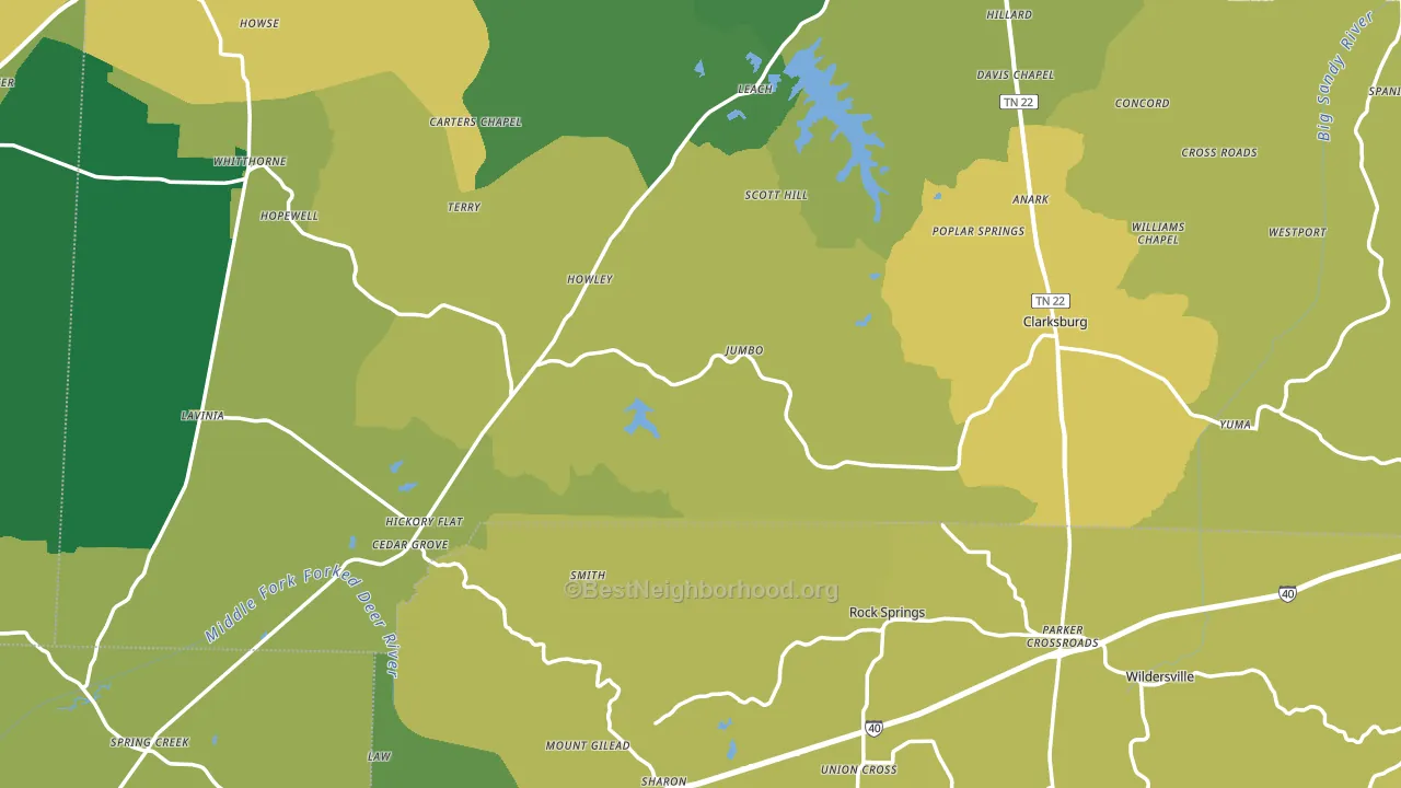 Cedar Grove, TN block-group voter-turnout map