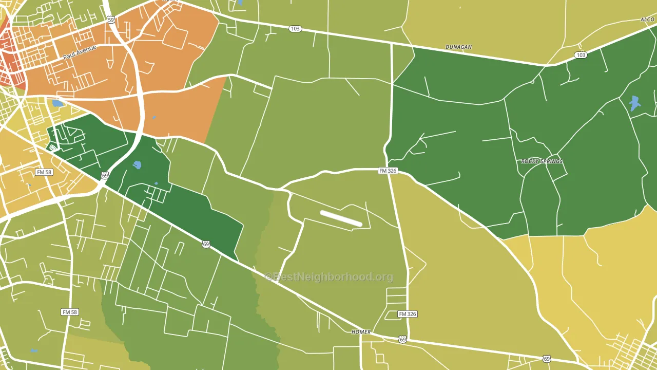 Cedar Grove, TX block-group voter-turnout map