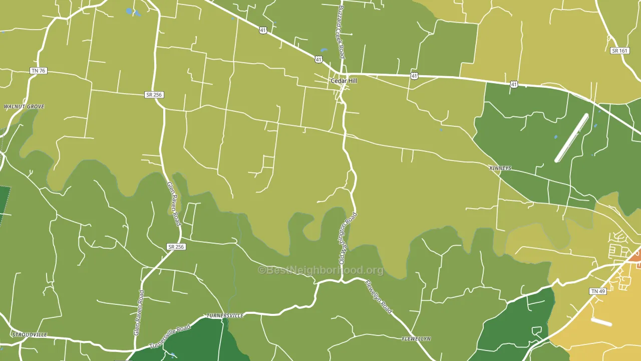 Cedar Hill, TN block-group voter-turnout map