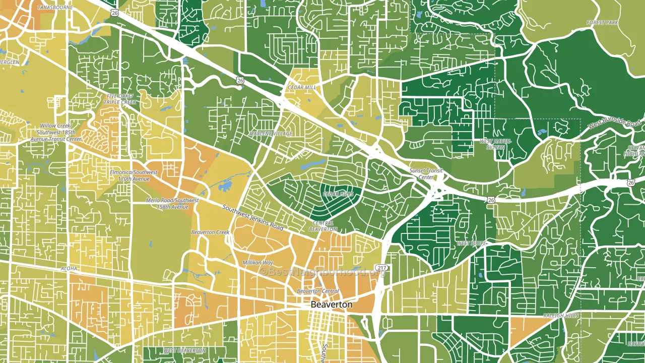 Cedar Hills-Cedar Mill North, Beaverton, OR block-group voter-turnout map