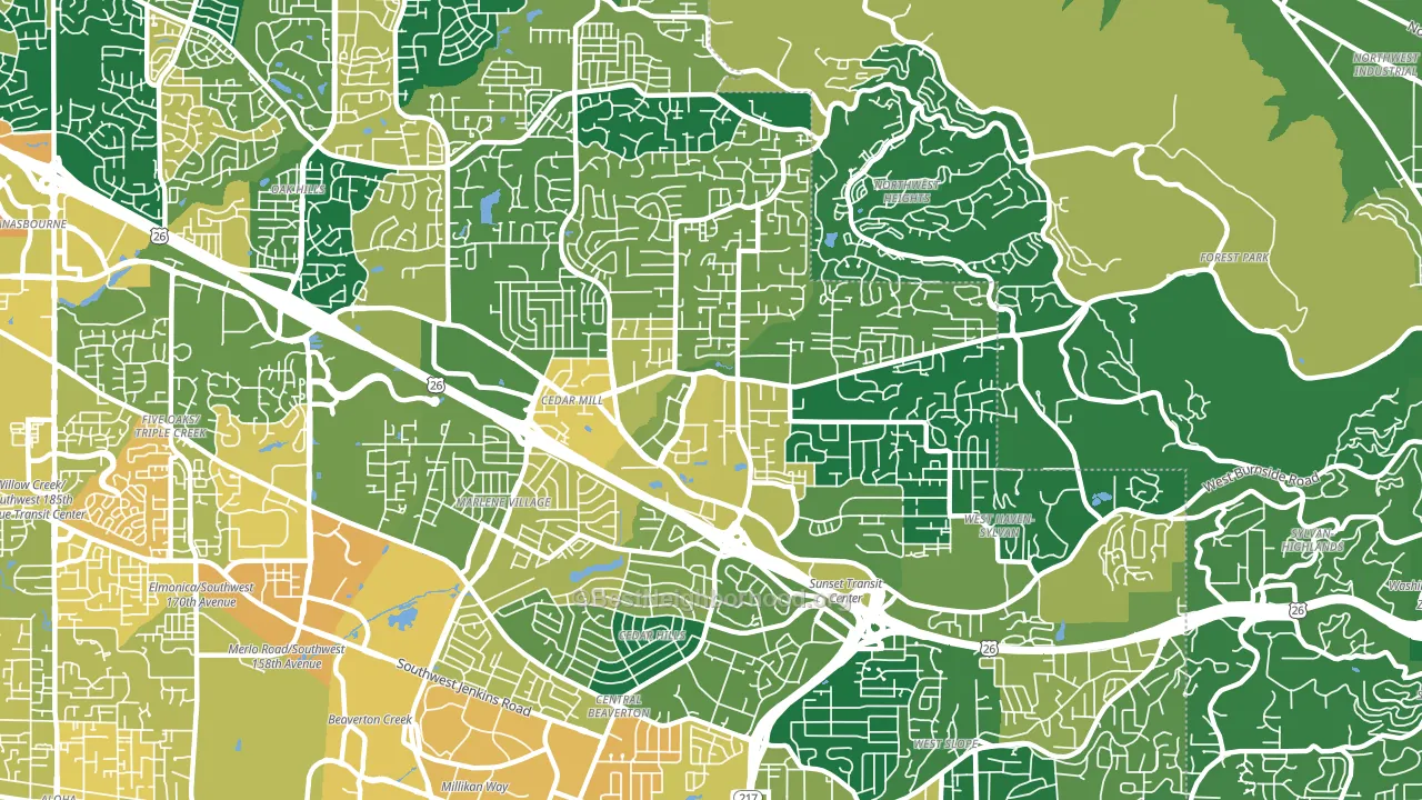 Cedar Hills-Cedar Mill, Portland, OR block-group voter-turnout map