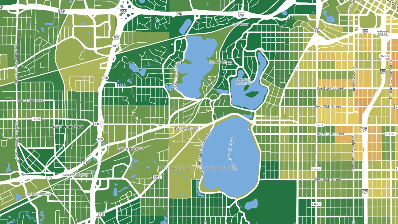 Cedar-Isles-Dean, Minneapolis, MN block-group voter-turnout map