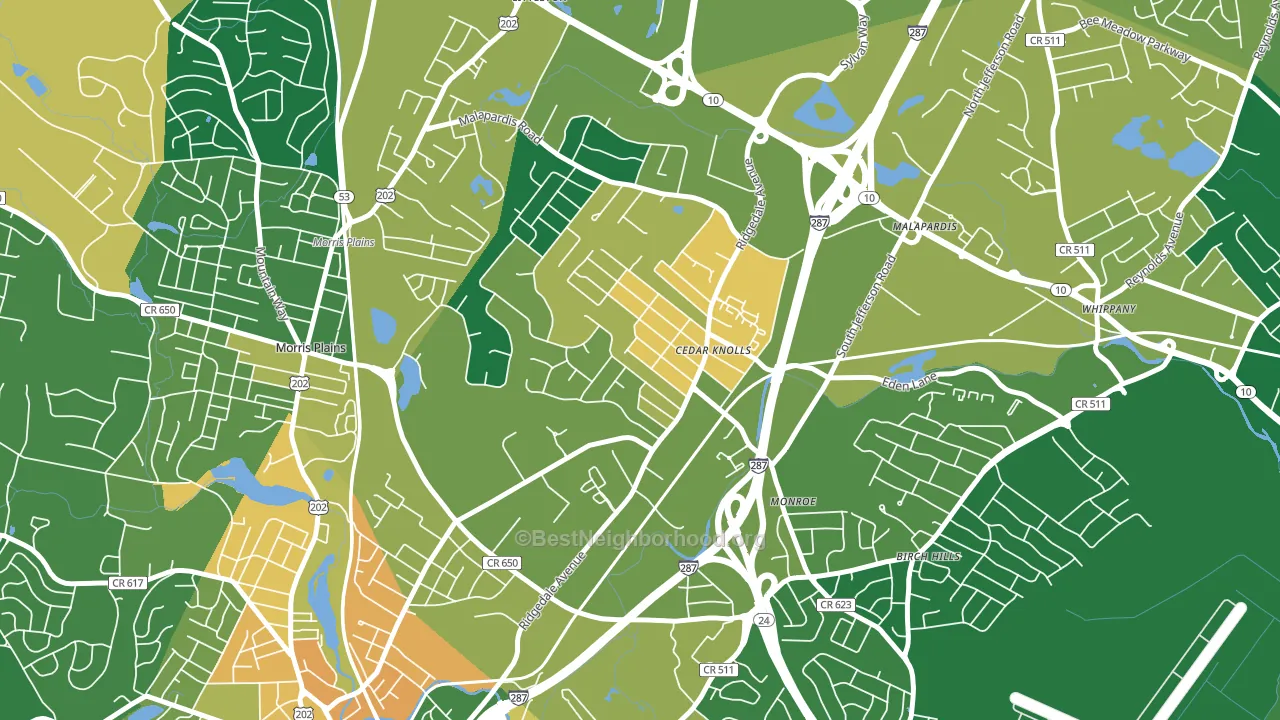 Cedar Knolls, NJ block-group voter-turnout map