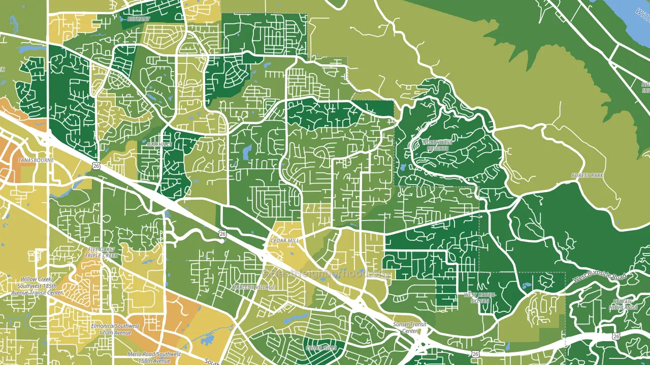 Cedar Mill, OR block-group voter-turnout map