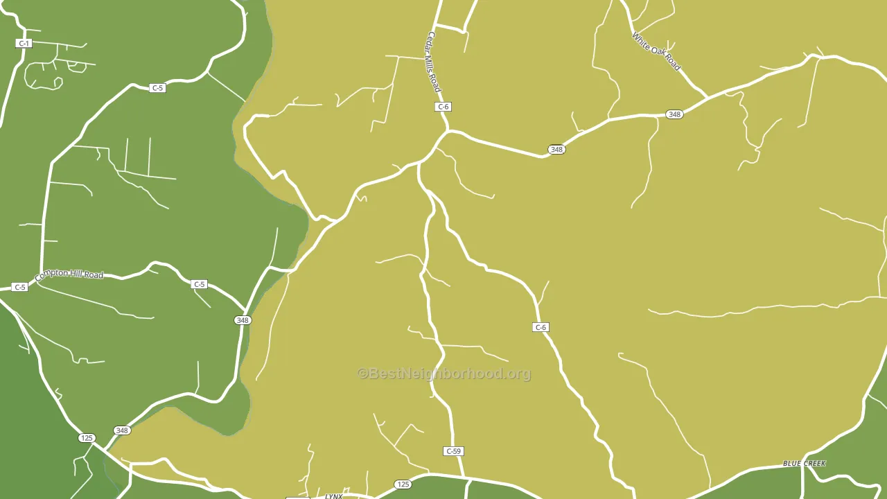 Cedar Mills, OH block-group voter-turnout map