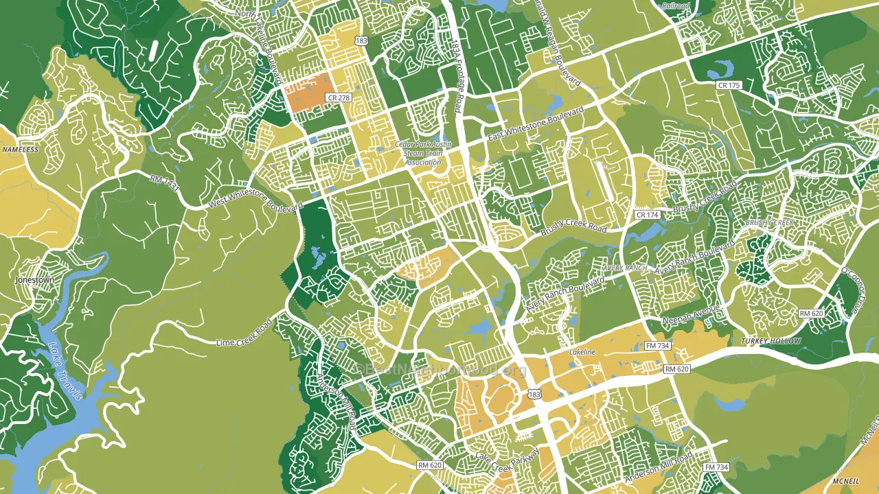 Cedar Park, TX block-group voter-turnout map