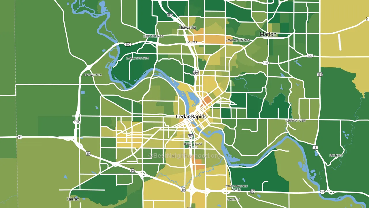 Cedar Rapids, IA block-group voter-turnout map