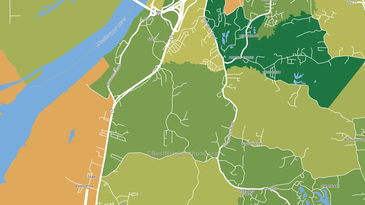 Cedars, MS block-group voter-turnout map