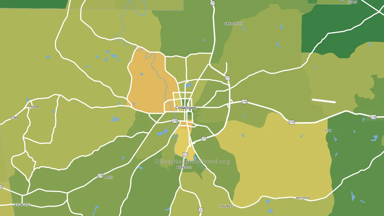 Cedartown, GA block-group voter-turnout map