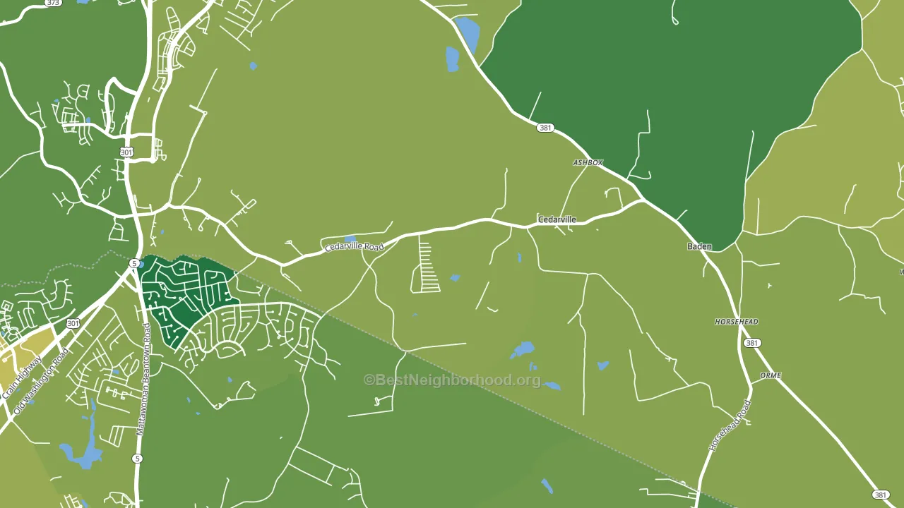 Cedarville, MD block-group voter-turnout map