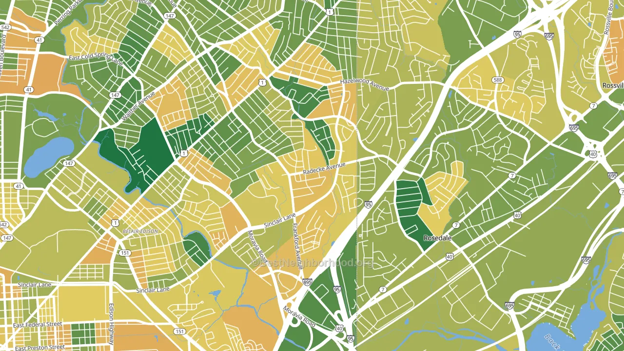 Cedonia, Baltimore, MD block-group voter-turnout map