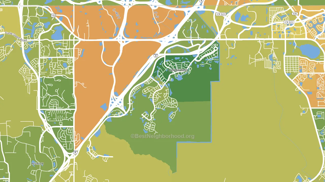 Celebration, FL block-group voter-turnout map