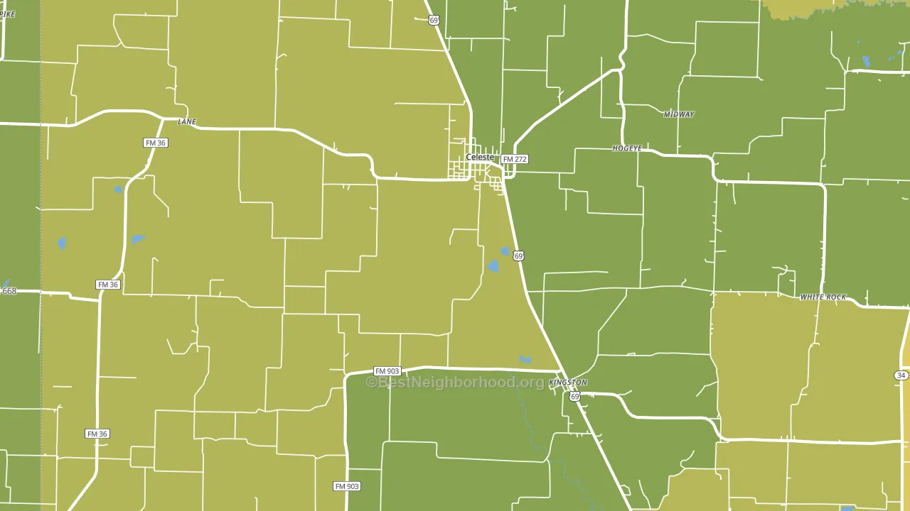 Celeste, TX block-group voter-turnout map