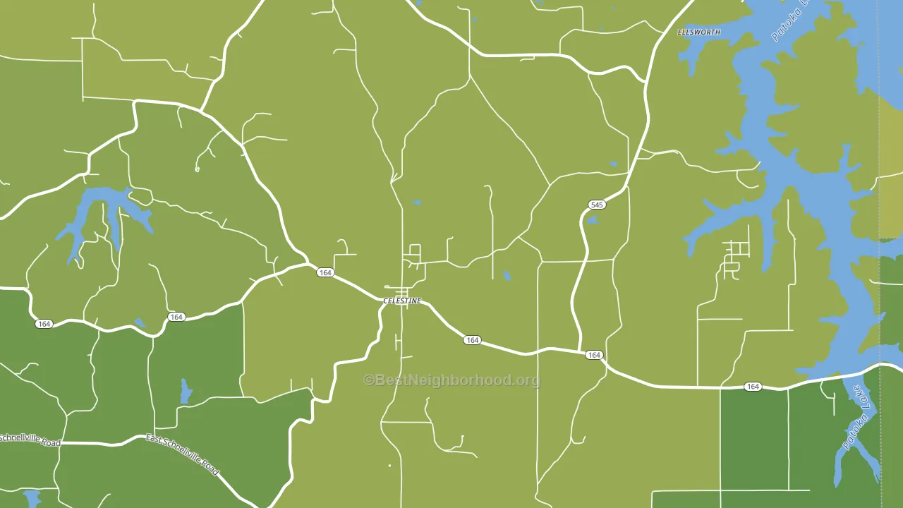Celestine, IN block-group voter-turnout map