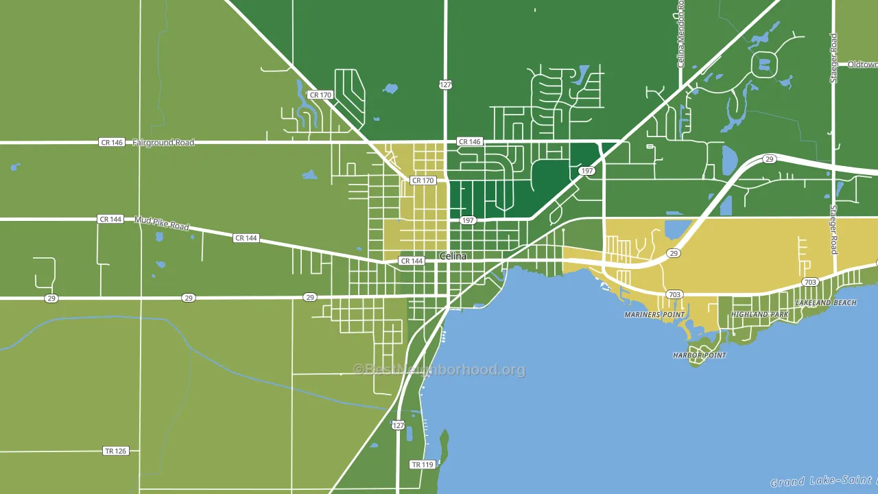 Celina Main Street Historic District, Celina, OH block-group voter-turnout map
