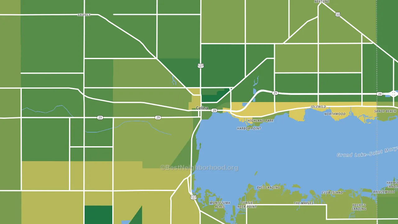 Celina, OH block-group voter-turnout map