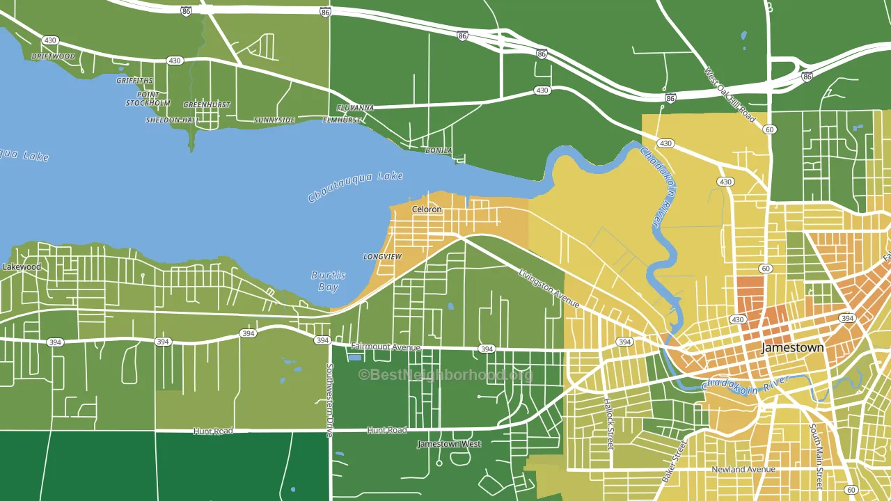 Celoron, NY block-group voter-turnout map