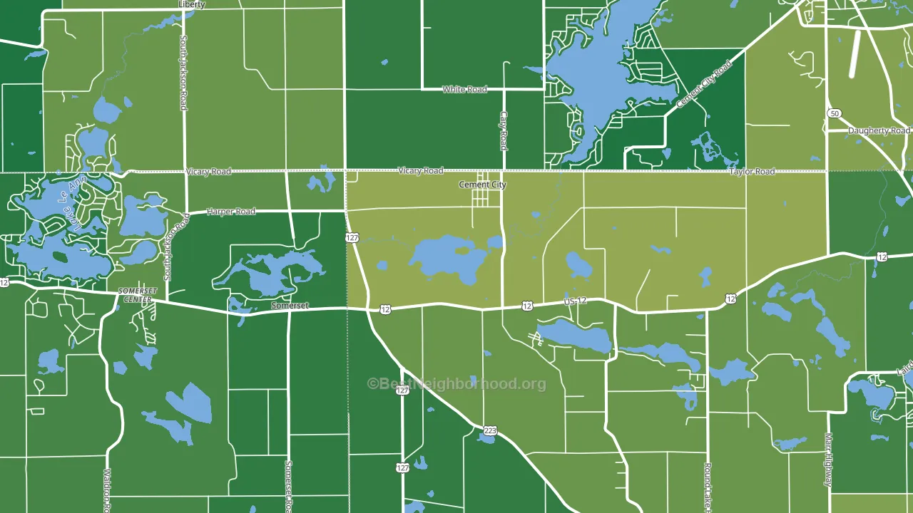 Cement City, MI block-group voter-turnout map